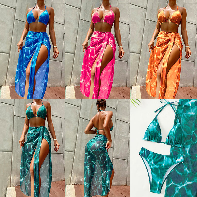 AliExpress Amazon European and American hot girl style split three-piece bikini swimsuit cross-border foreign trade Beach swimsuit
