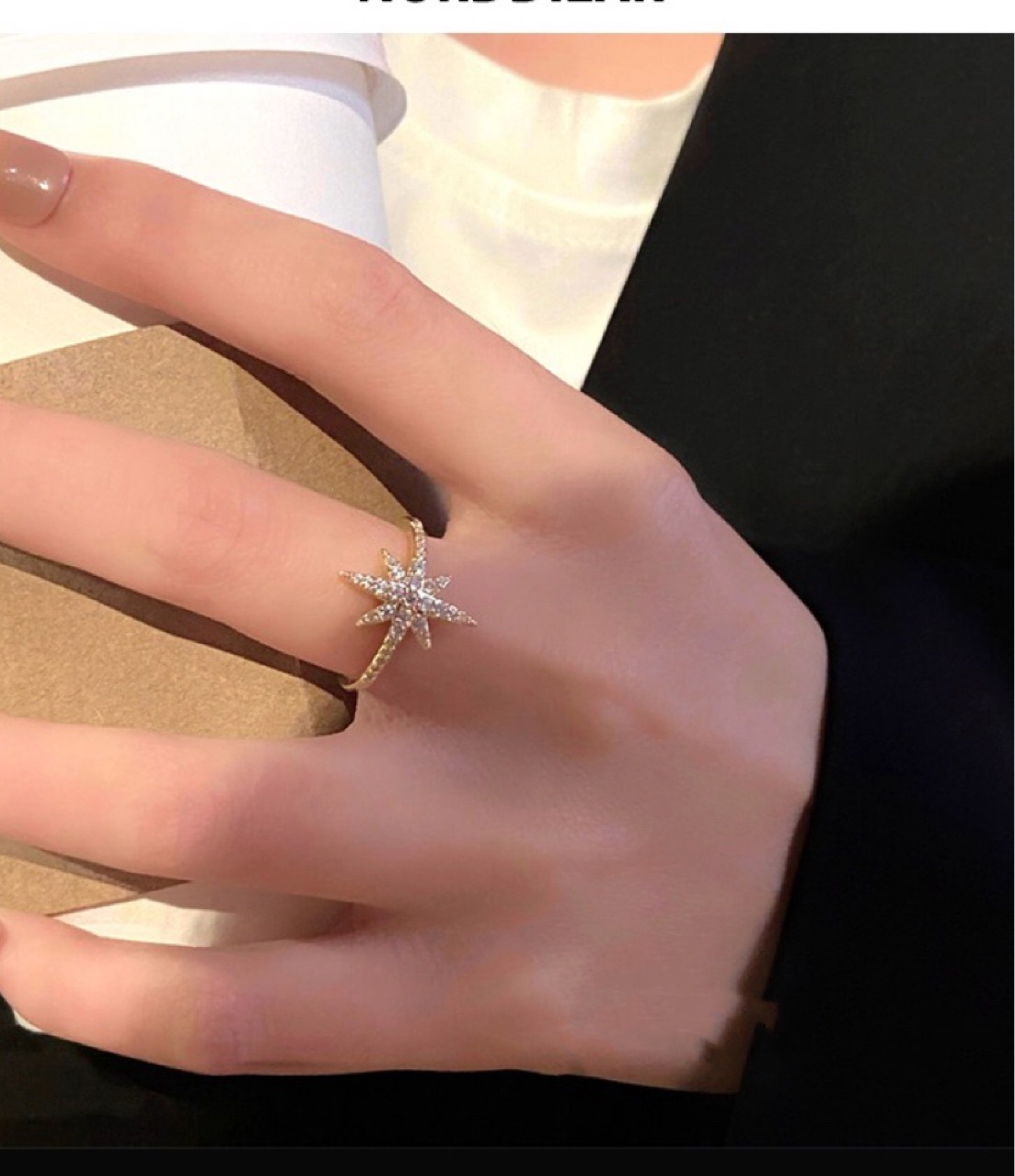Picture of European and American Simple Fashion Rice Ring Micro-inlaid Zircon Ring Sweet and Elegant Rice Snowflake Ring