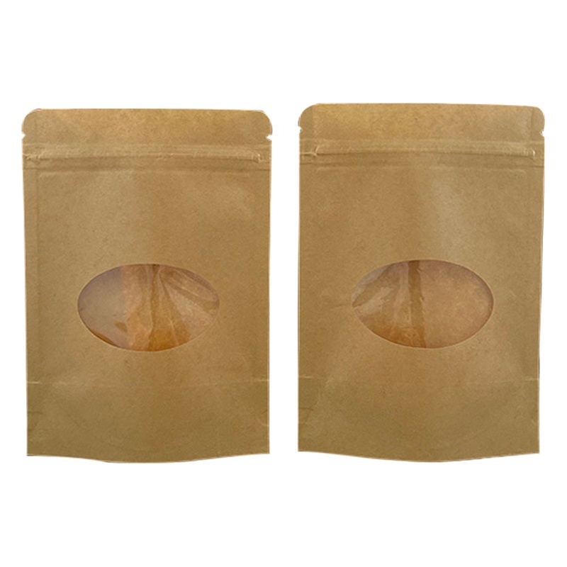 Oval Window Kraft Paper Bag Red Date Beef Jerky Packaging Tea Packaging Bag Kraft Paper Bag Ziplock Bag Printing