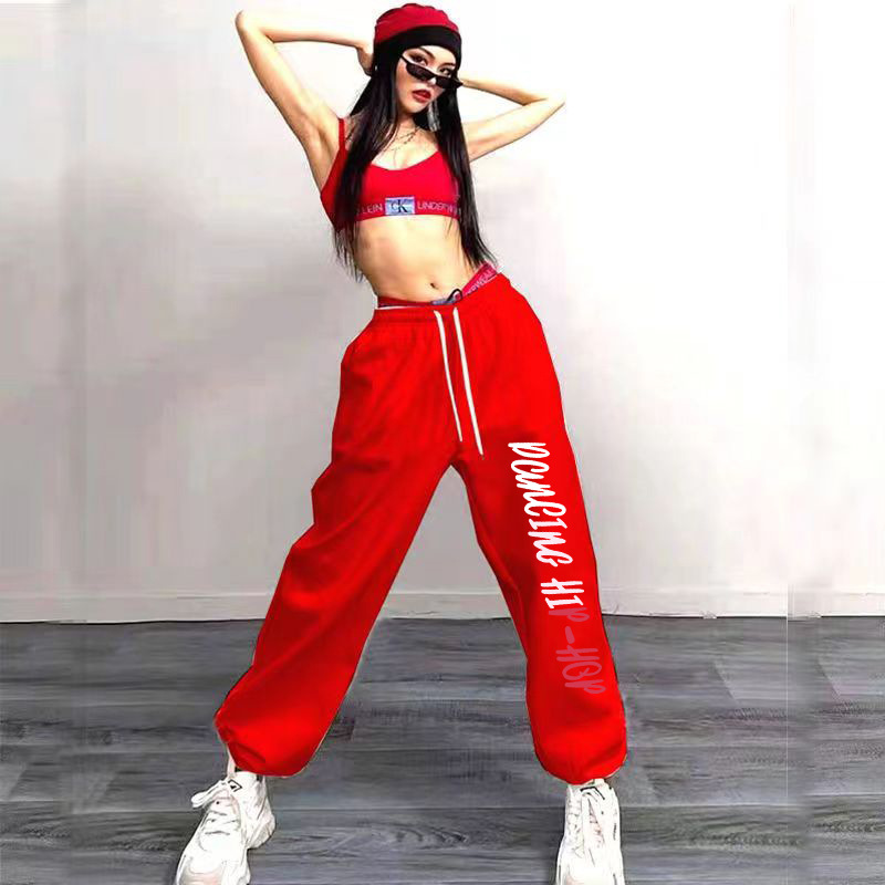 Picture of Cross-border hip-hop hiphop hip-hop toe sports pants women's high waist loose-fit casual jazz jazz dance long pants