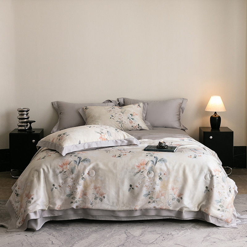 Picture of Light Luxury 100 Lyocell Tencel Summer Cool Quilt Four-Piece Set Air Conditioned Quilt Summer Quilt Advanced Sense Class A Maternal and Infant Quilt