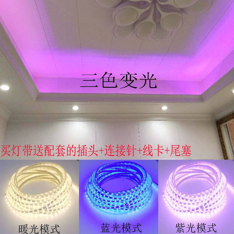 light strip ceiling double row light strip line three-color dimming color high brightness indoor soft light strip background decorative light factory wholesale