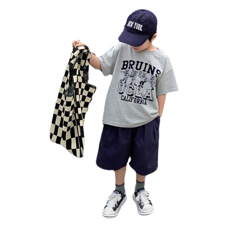 Children's Wear Children's Short-sleeved T-shirt Boys Summer 2022 New Korean Style Baby's Half-sleeved Top Trendy Handsome T-shirt