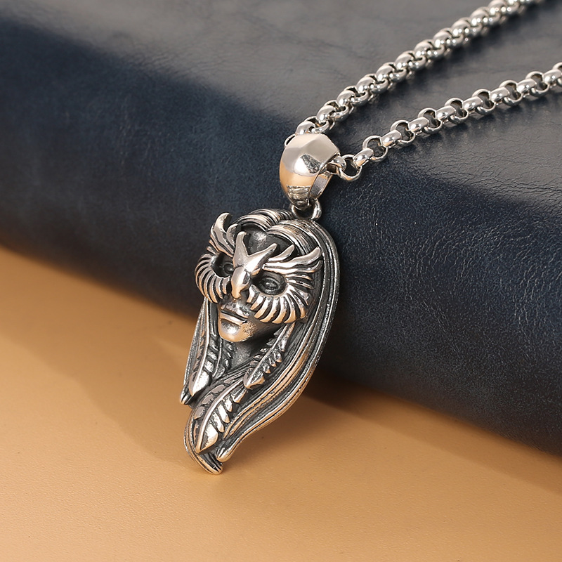 Picture of S925 Sterling Silver Couple Pendant Personality Make Chief Personality Original Woolen Chain Pendant Factory Wholesale Jewelry