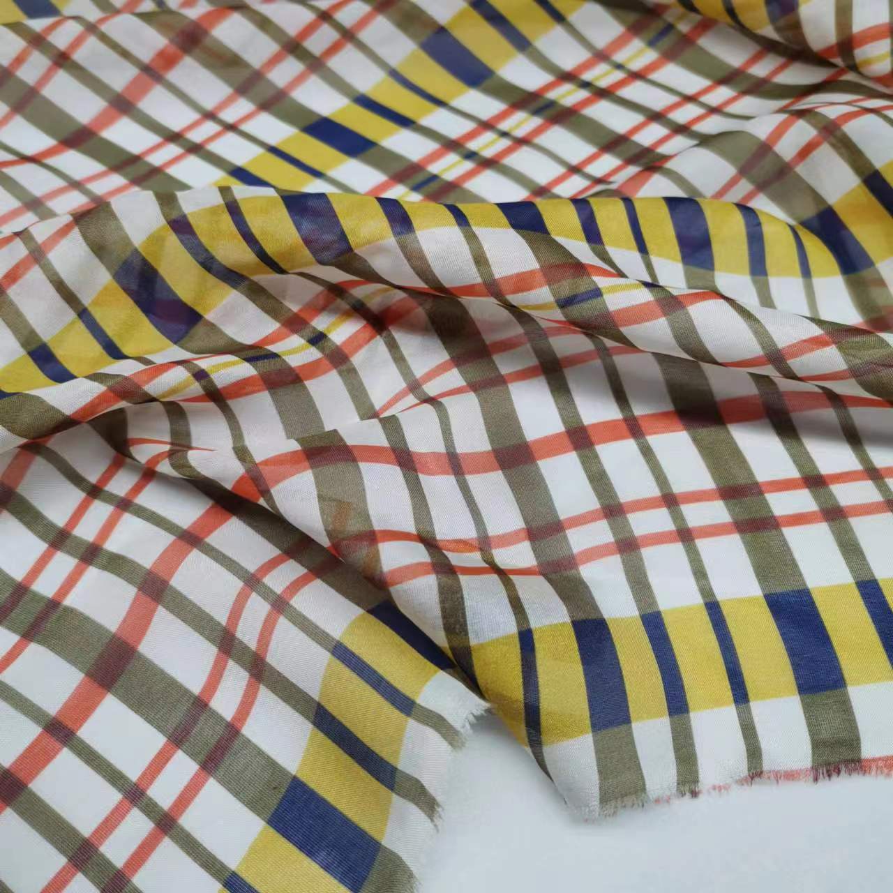 Plaid Silk Chiffon 100% Mulberry Silk Shirt Skirt Fabric