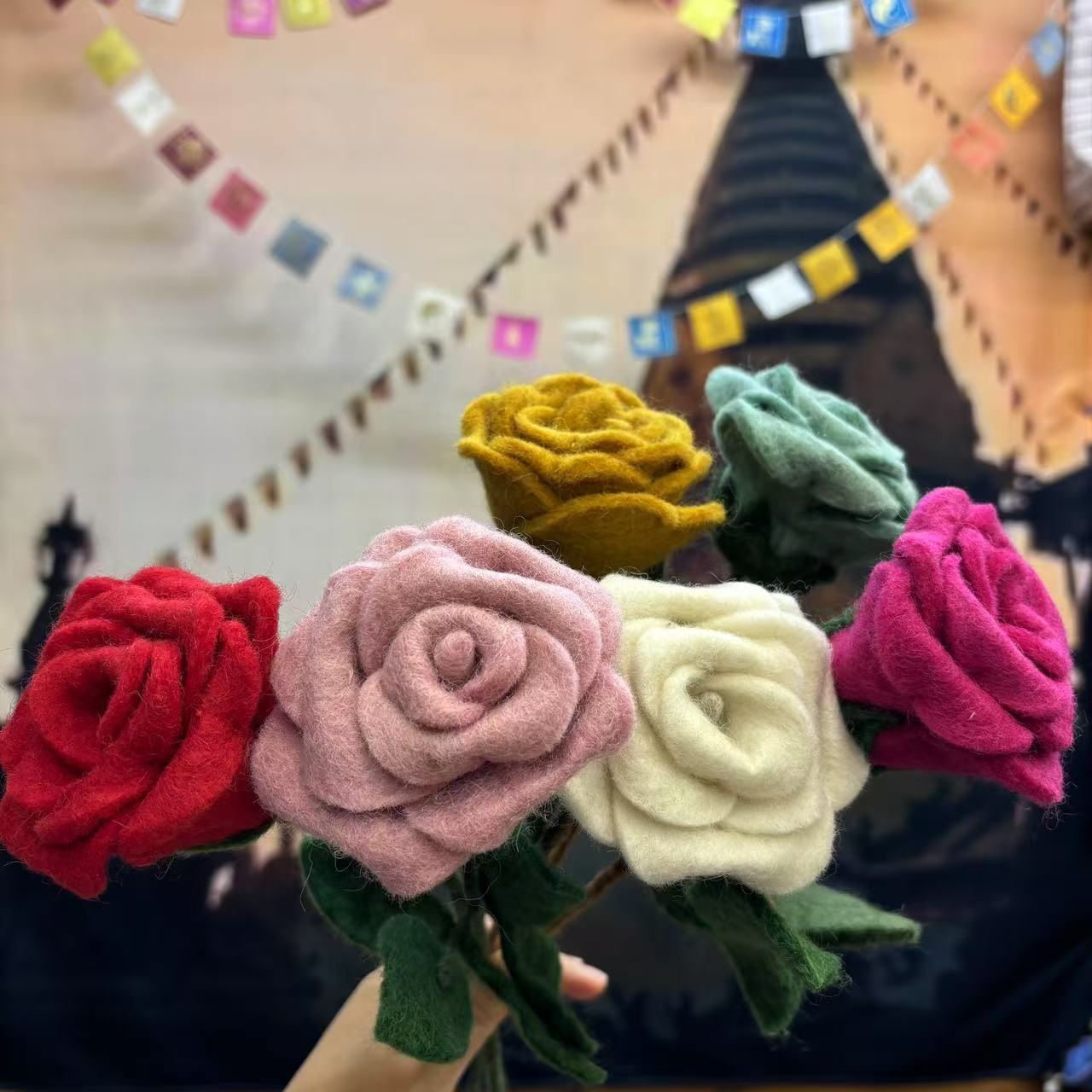 Handmade Finished Rose Korean-style Wool Felt Stamp Le New Artificial Flower Home Decoration