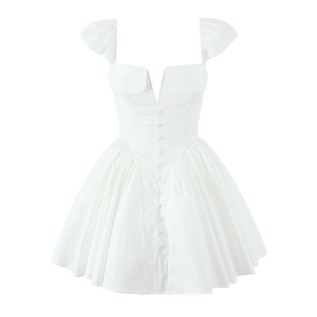 2024 New Sweet Sexy Backless Buckle Strap dress French Style Elegant Square Collar Tight Waist A- line Mini Skirt