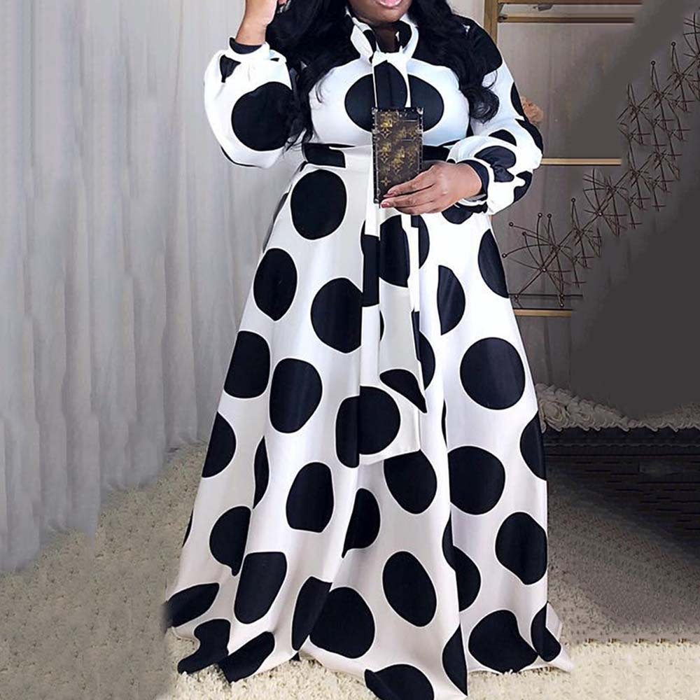 2023 New Women's dress African Women's Printed Size Dot plus size dress