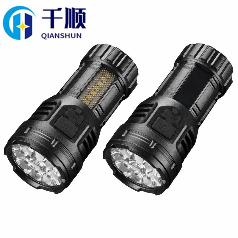 Cross-Border Flashlight Strong Light Rechargeable Ultra-Bright Outdoor Lighting Long-Range Household Small Mini Nine-Eyed Monster