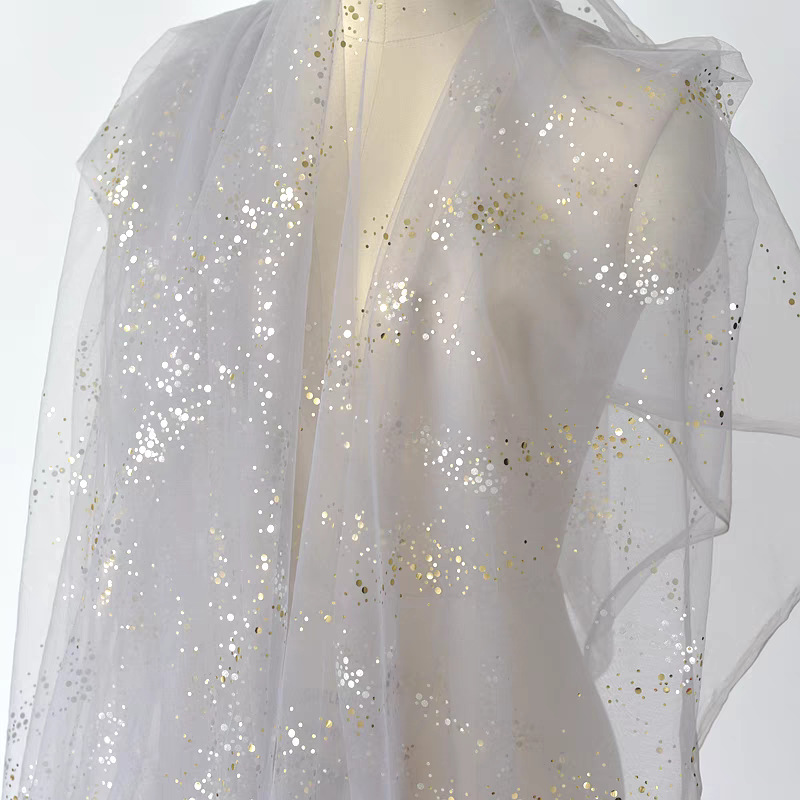 Galaxy sequins beautiful gauze red shooting background cloth DIY princess dress fabric gauze curtain curtain cloth