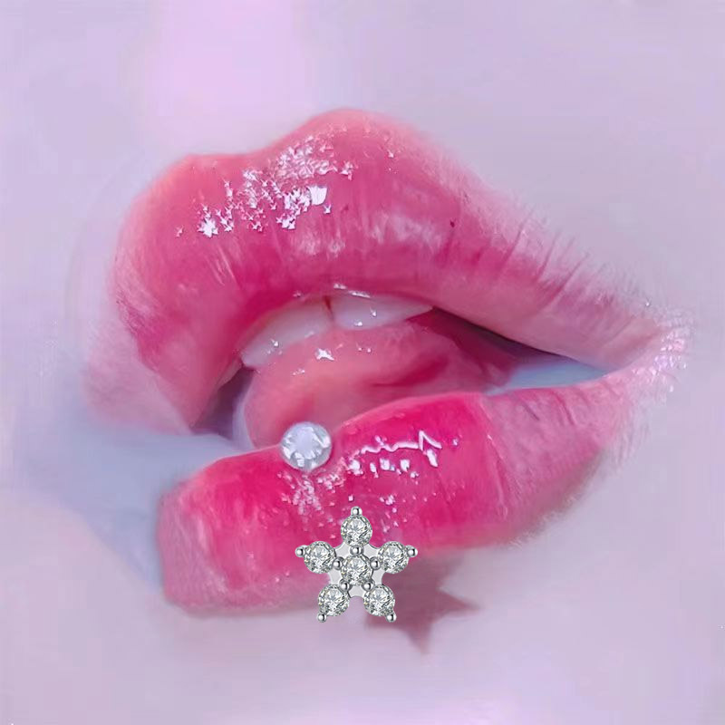 Picture of Cross-Border Flashing Love Mud Ball Lip Ring Wholesale Oil Dripping Fine Glitter Niche Sweet Hot Girl Lip Nail Piercing Jewelry