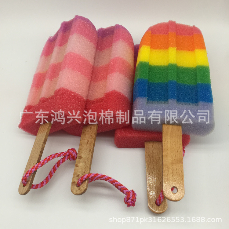 Manufacturer Supplies Styling Sponge Brush, Ice Cream Sponge, Cleaning and Bathing Sponge with Handle, Lanyard Storage