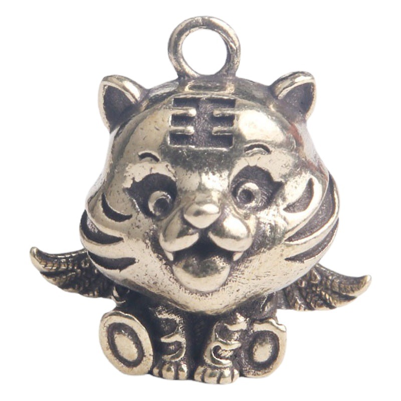 Pure Brass cartoon tiger keychain pendant tiger zodiac Tiger Tiger Wings creative pendant small copper wholesale