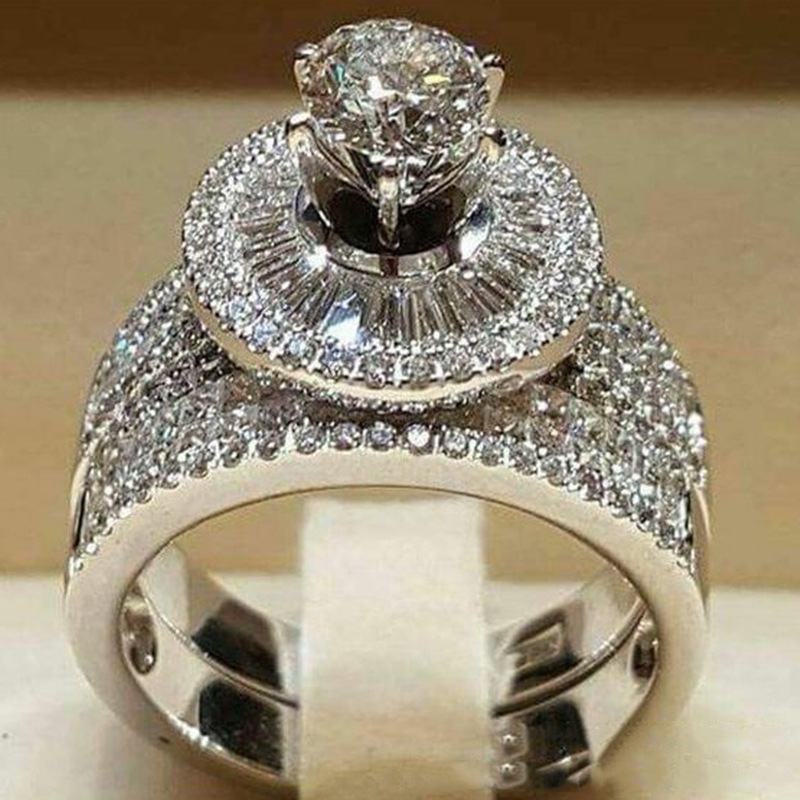 Sanjie wish explosions round support table eight claw simulation brick and stone engagement ring cross-border accessories ring wholesale