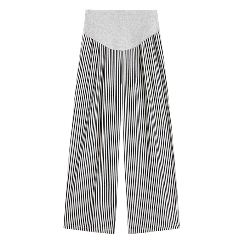 Pregnant women's vertical striped wide-leg pants European station summer and autumn clothing 2023 new fashion Western style casual pants trendy autumn