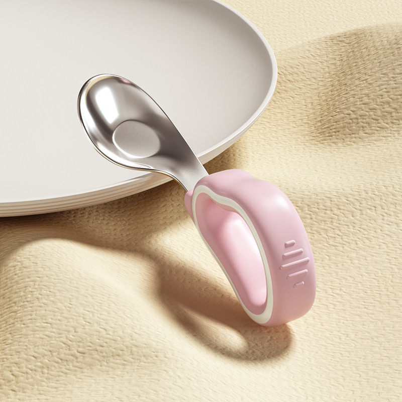 Picture of Baby self-eating spoon learning to eat training Spoon one-year-old special fork baby rice spoon children eating ingot spoon