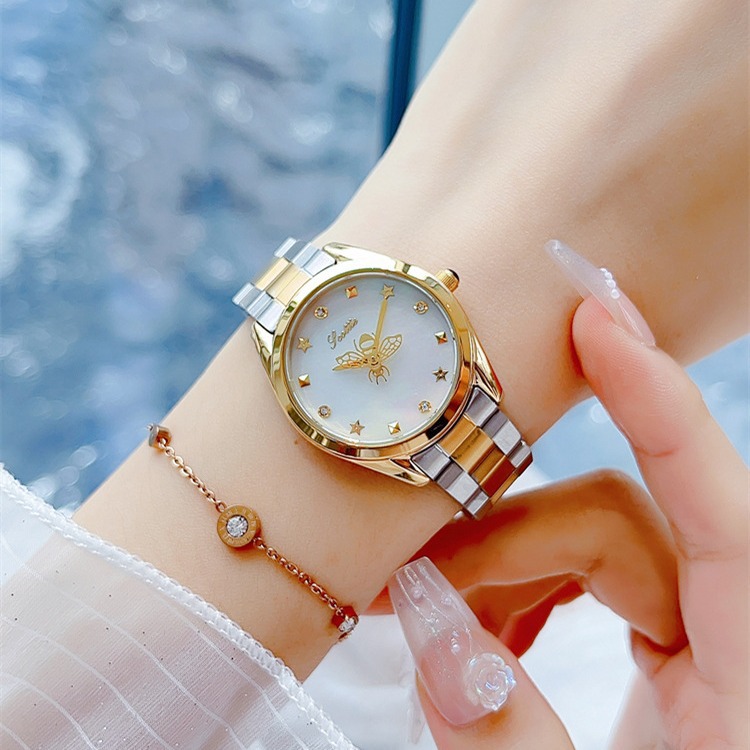 Picture of Shi Gaudi scottie New Fashion Steel Band Women's Watch Personalized Bee Second Hand Colorful Fritillary Face Watch