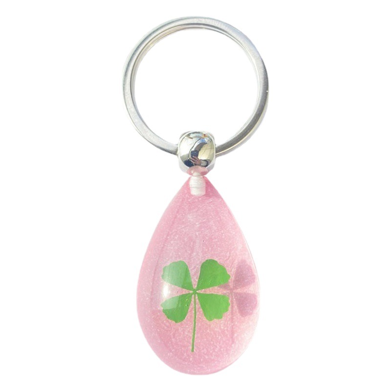 Creative new four-leaf clover luminous key chain Lucky grass DIY jewelry pendant can make company logo