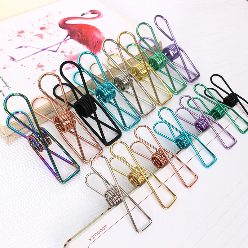 Wholesale Office Creative Metal Small Fish Clips File Clips Stainless Steel Long Tail Clips Binding Clips Stationery
