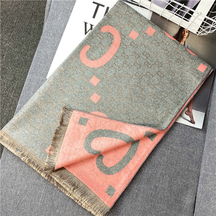Picture of 2024 New Fashionable Big-Name Versatile Orange High-End Wool Cashmere Shawl Scarf for Women Winter Dual Use