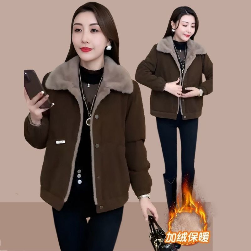 Small Velvet Pie Jacket Women's Short 2023 Winter New Fashion Versatile Loose Thickeneded Warm Jacket