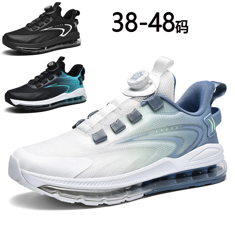 plus size 48 47 Men's Shoes Spring Full Palm Air Cushion Shock Absorbing Rotating Button Flying Mesh Surface Breathable Running sneaker
