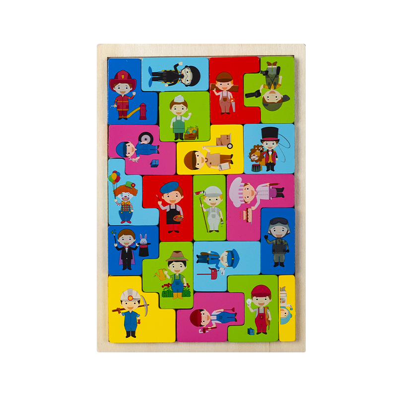 Picture of New puzzle three-dimensional Russian Cartoon creative wooden puzzle building blocks children's early education Enlightenment cognitive puzzle