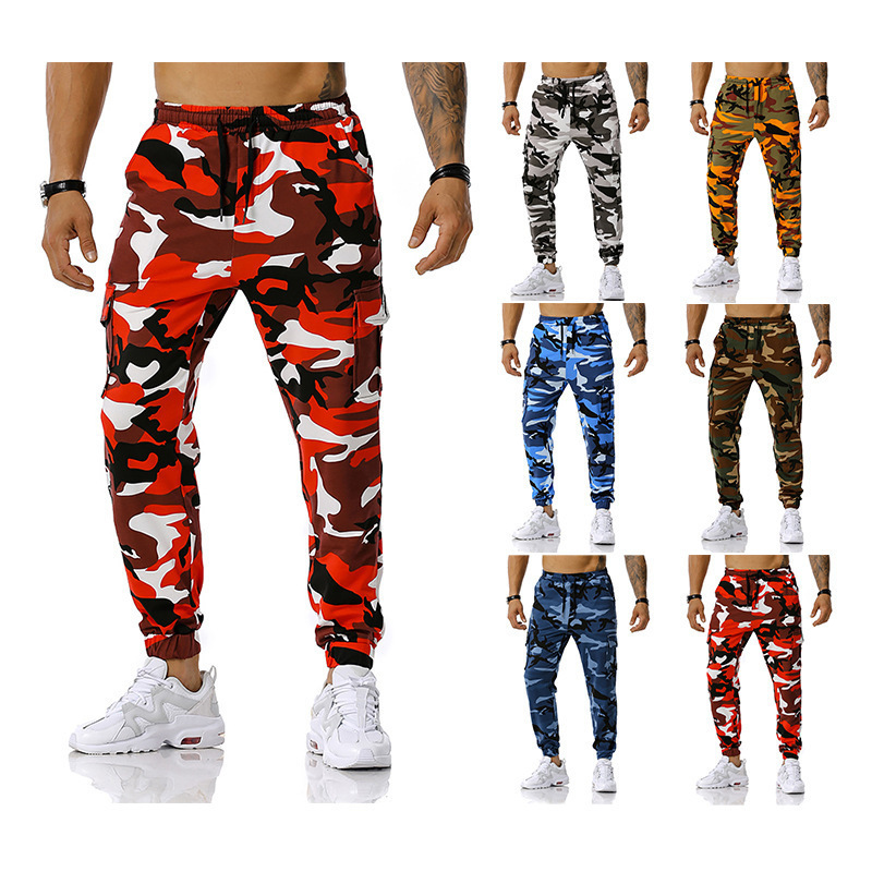 2024 Four Seasons New Men's Stitching Camouflage Jogging Pants Outdoor Sports Pants Football Training Pants Fitness Pants Trousers