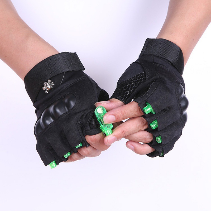 Led Gloves Outdoor Cycling Sports Lighting Fingerless Breathable Night Fishing Fishing Performance Luminous Half-Finger Gloves Men's Trendy