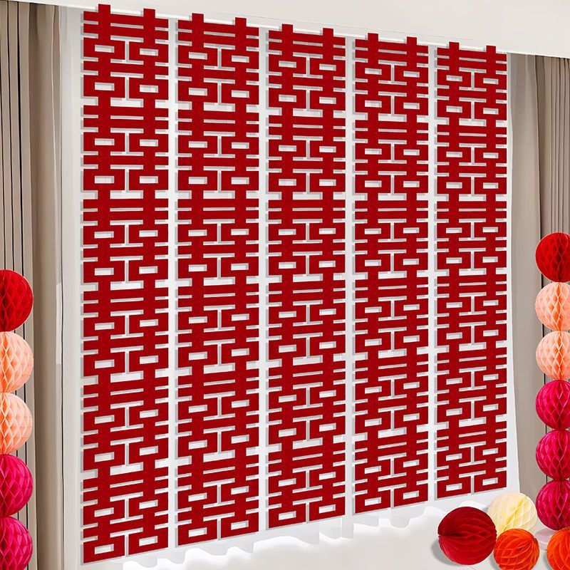 Wedding room layout long wedding bedroom living room background wall photo props non-woven hanging decorations felt wedding stickers