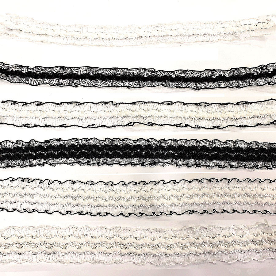 Haothing White Black Crown Stretch Fish Silk Ribbon Lace Handmade DIY Toy Bag Cuff Decoration Accessories