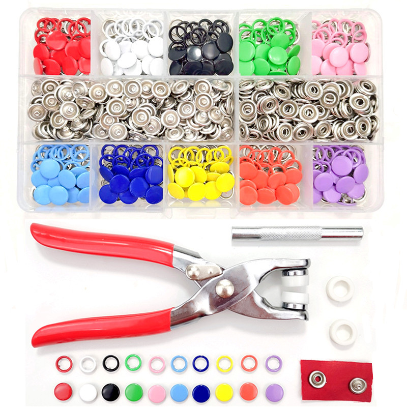 Five-clasp button colored metal children's button hollow solid concealed buckle seams-free five-claw buckle installation tool suit