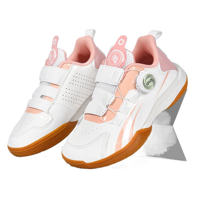 New Children's Table Tennis Badminton Shoes Professional Rotating Buckle Children's Shoes Non-Slip Leather sneaker Girls' Men's Shoes