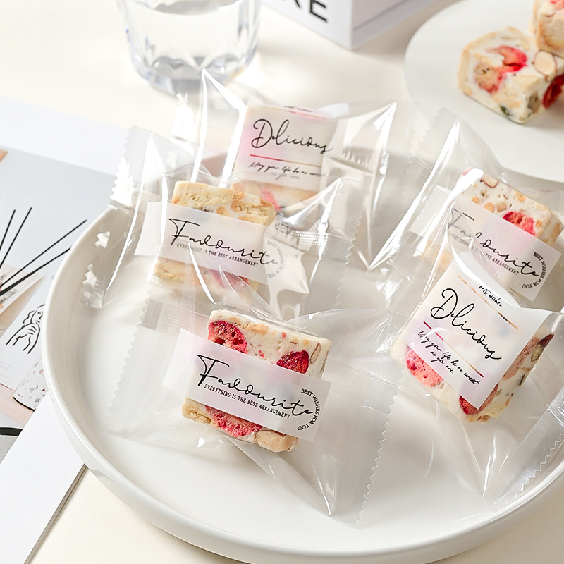 Ins Style Transparent Thickened English Snowflake Crisp Packaging Bag Baking Cookie Cookie Bag Milk Date Candy Machine Bag