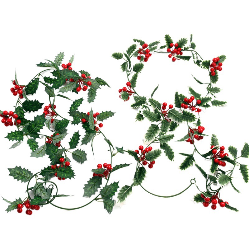 Cross-border supply simulation Christmas rattan European and American wall hanging home decoration red fruit soft rattan atmosphere layout Christmas