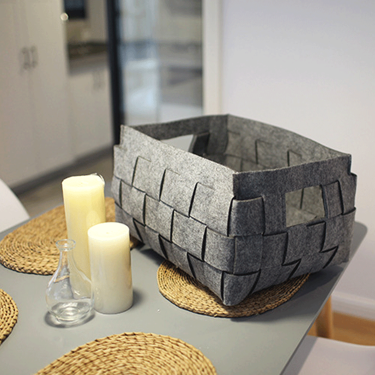 Woven felt storage basket can be fixed size color dirty clothes storage basket manufacturers supply felt storage basket