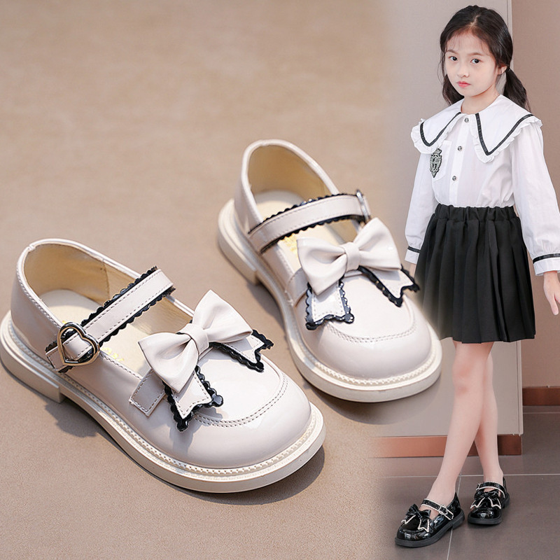Picture of Girls' Leather Shoes Spring and Autumn 2025 New Korean Style British Style Little Girls Baby Black Soft Sole Elementary School Performance Shoes