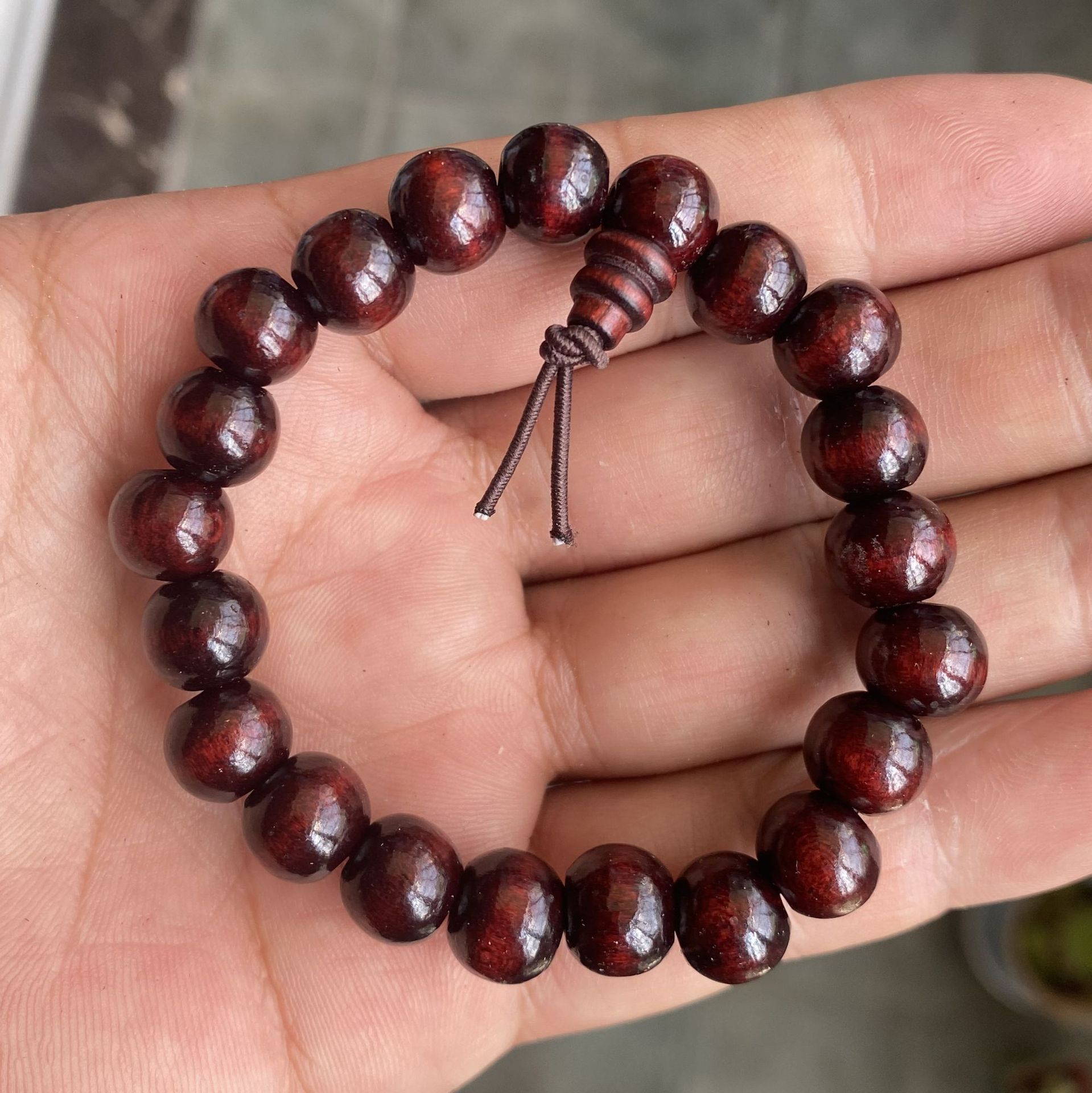 Picture of Wood paint imitation lobular red sandalwood beads bracelet men's bracelet 15mm 20mm beads bracelet jewelry