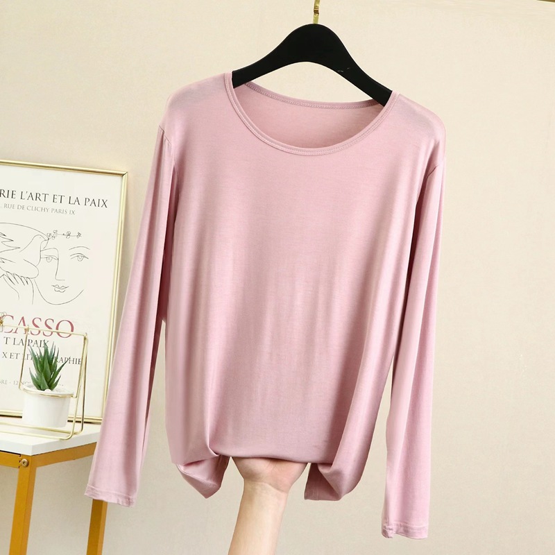 Picture of Modal Base Shirt Women's Inner Long Sleeve Thin Round Neck Autumn Clothes Large Size 2022 Autumn New Top Spring and Autumn