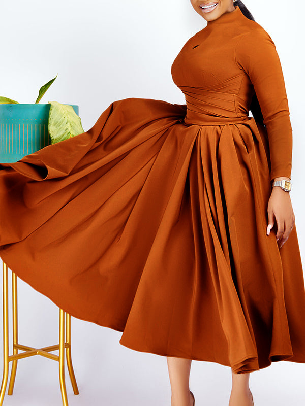 Independent Station Export Women's New Fashion Elegant Pleated African Large Size Skirt Export Dress