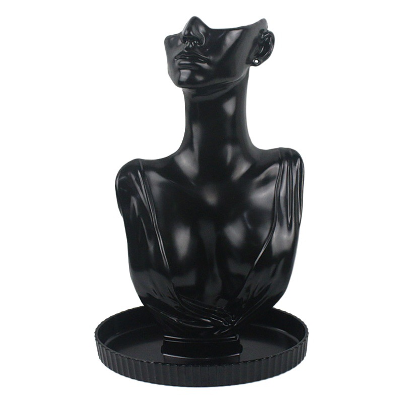 Plastic Model Portrait Jewelry Necklace Display Stand Earring Stand Jewelry Rack Storage and Organization Props with Tray