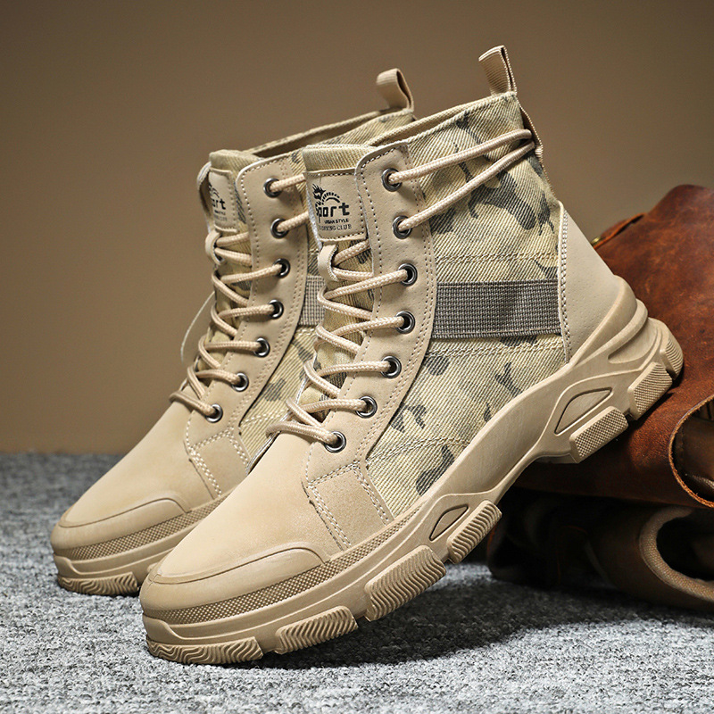 48 Large Size Cross-Border Spring & Fall Camouflage Workwear Youth Trendy Shoes High-Top Canvas Shoes Desert Boots Short Boots Boots Men's Shoes