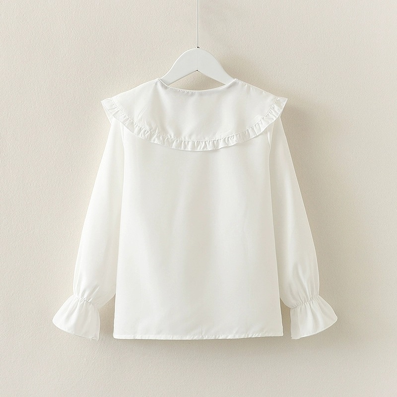 Picture of Girls' Spring and Autumn Shirt New Korean Style Foreign Style Long Sleeve White Shirt Children's Lace Doll Collar Base Top Trendy