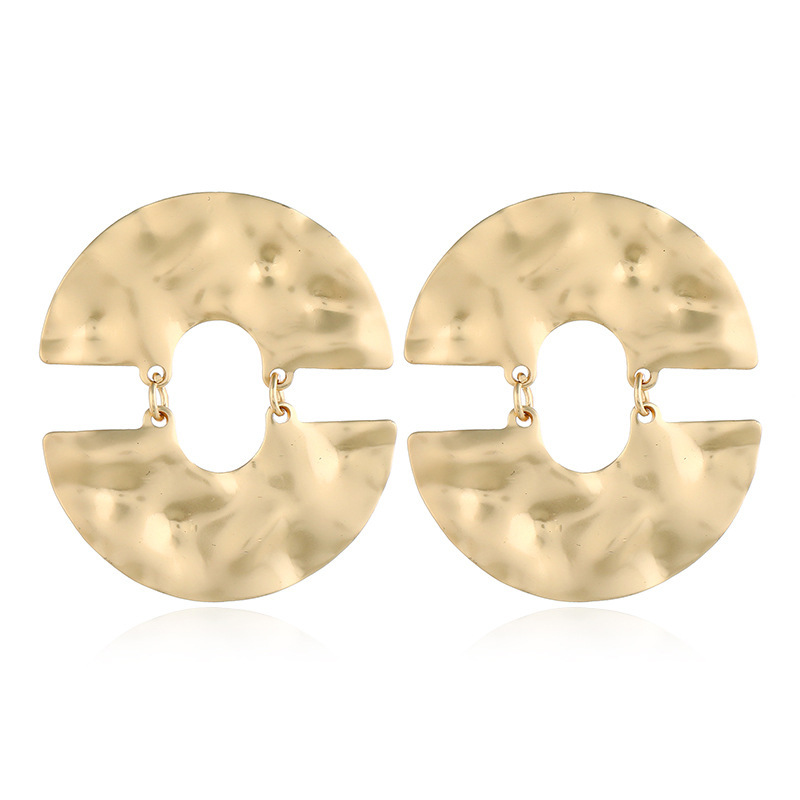 European and American Exaggerated Retro Hong Kong Style Relief Cold Style Personality Fashion Exaggerated Circle Temperament Face Skinny Earrings Jewelry
