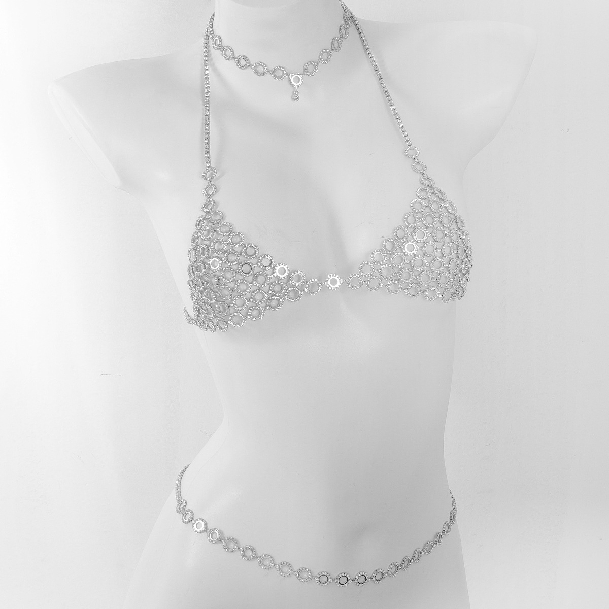 Picture of Cross-border New Accessories Luxury Flash Diamond Fashion Show Party European and American Sexy Exaggerated Bikini Body Chain suit