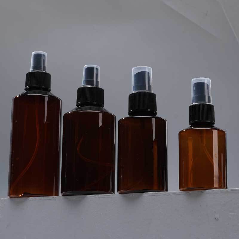 50ml-200ml Brown Slant Shoulder Spray Bottle Ultra Fine Spray pet Plastic Spray Bottle Toner Bottled Transparent