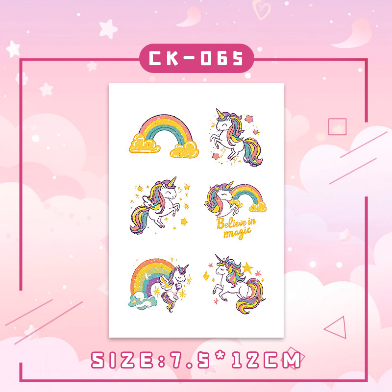 Glitter Rainbow Unicorn Sticker Tattoo Sticker Fairy Washable Waterproof Long-lasting Cute Fresh Beautiful Cute Arm