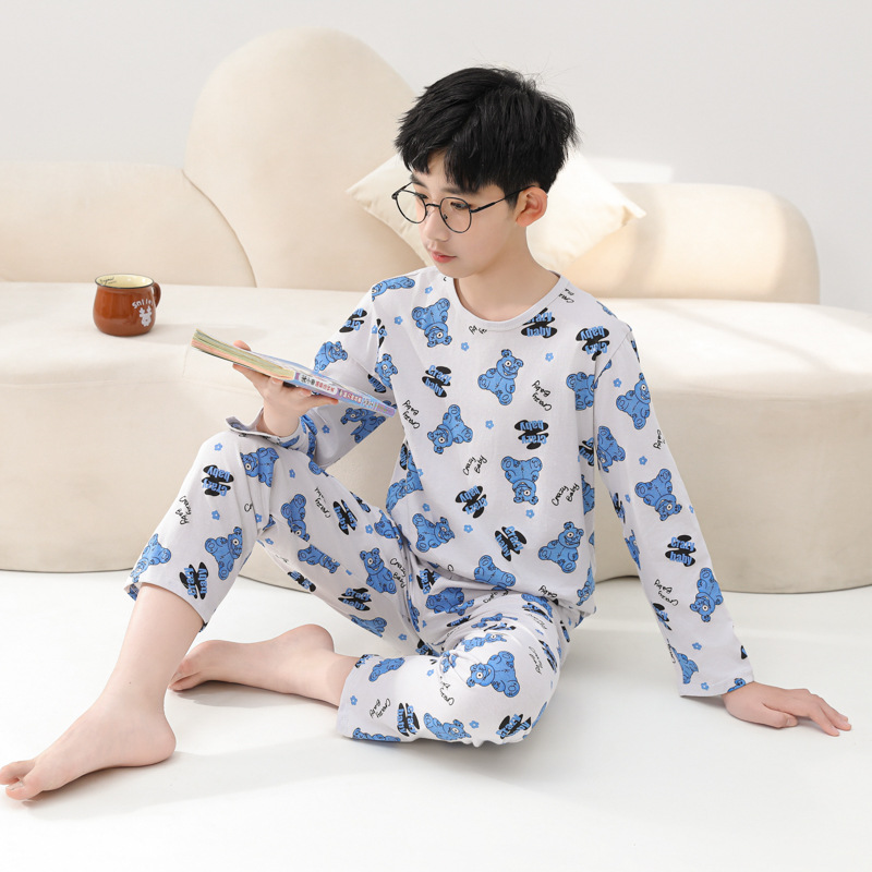 Picture of Boys' Home Clothing suit Pure Cotton Summer Air-conditioning Clothing Long-sleeved Spring and Autumn Base Children's Clothing Middle-size Children's Thin Pajamas
