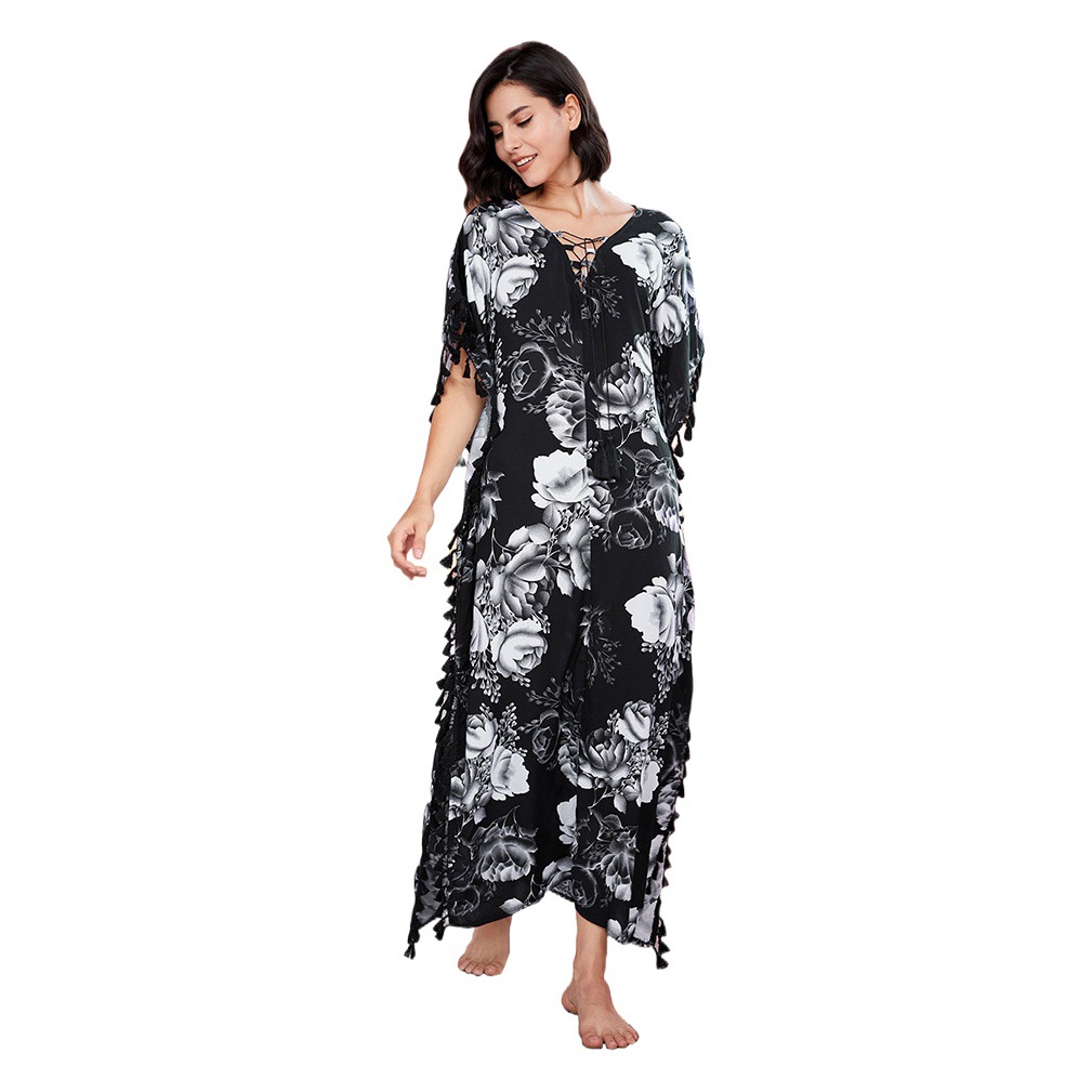 Muslim Home Clothes Pajamas Casual Long Robe Large Swing Casual Long Dress Dubai Middle East Robe Holiday Style Home Clothes
