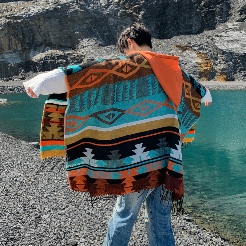 Picture of Ethnic Style Hooded Shawl Women's Yunnan Western Sichuan Travel Wear Costume Xinjiang Desert Photograph Outer Cape Cape